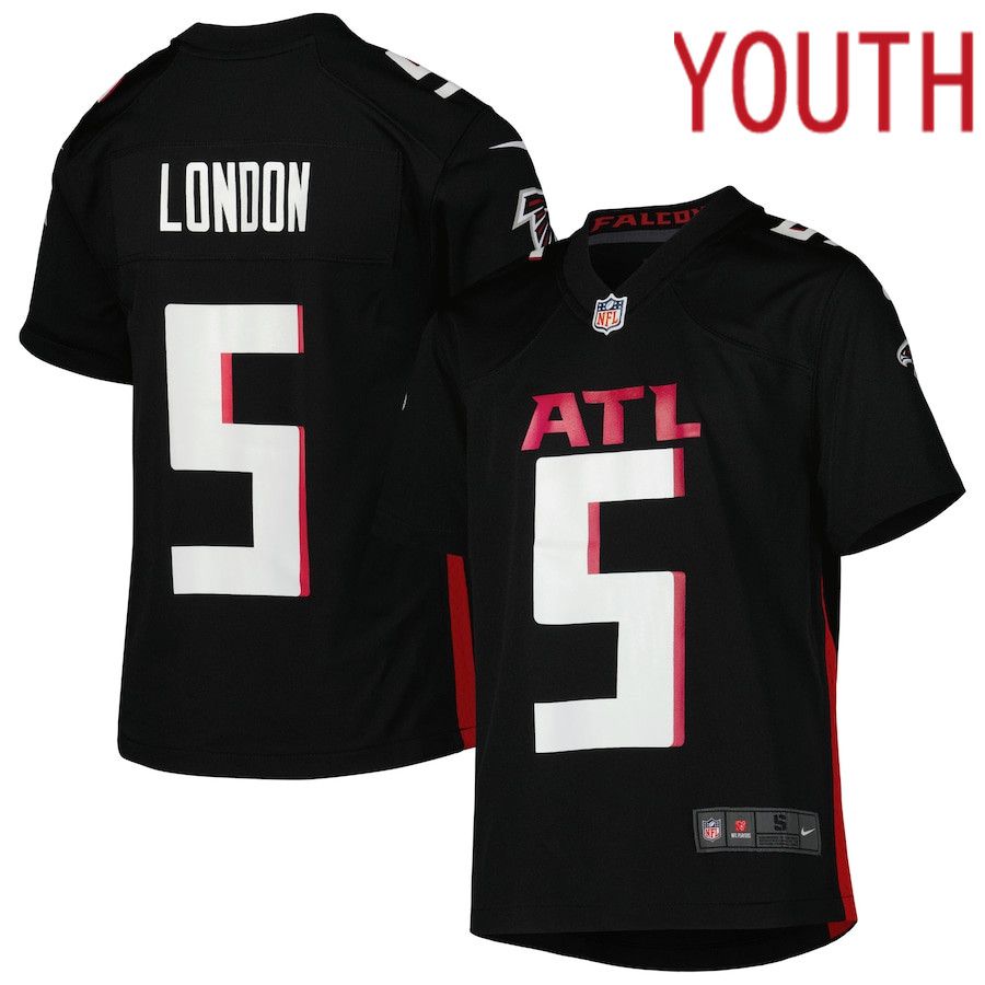 Youth Atlanta Falcons #5 Drake London Nike Black Game NFL Jersey->youth nfl jersey->Youth Jersey
